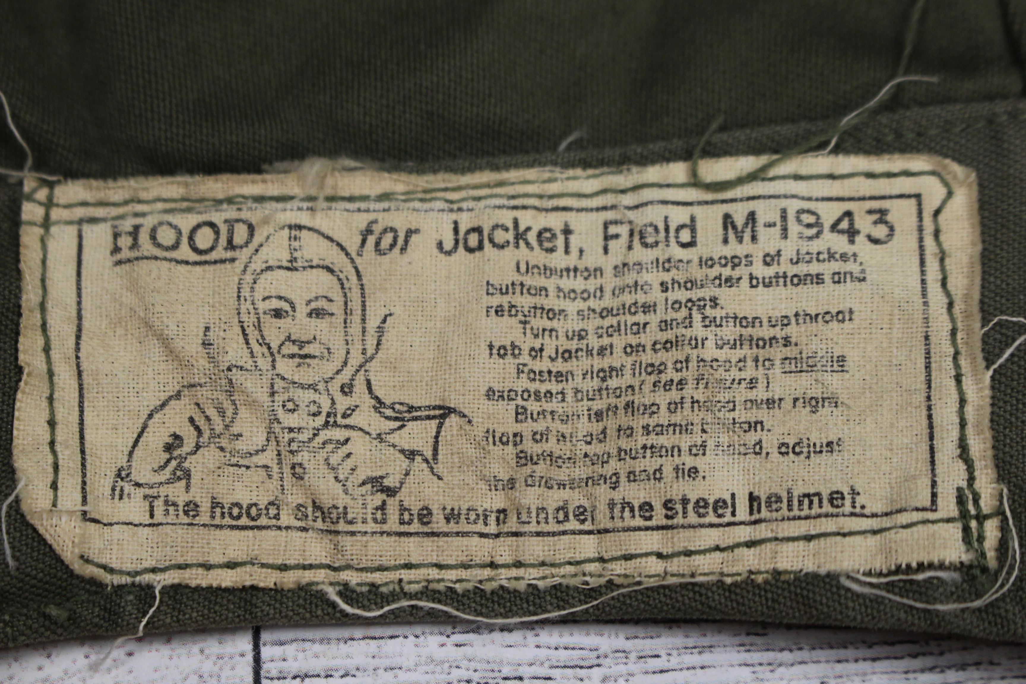 WWII M-1943 Hood for Filed Jacket - Used - Image 6