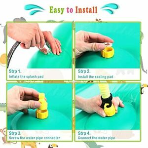 YASITY 3-in-1 Sprinkler for Kids 68'' Inflatable Splash Pad with 3 Toss Rings - New - Image 3